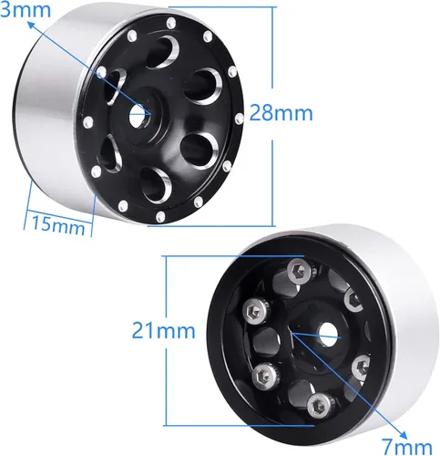 Miniatura 2 de 1.0 Beadlock Wheels 1" Micro llantas de rueda para todos 1/24 Escala Axial SCX24 RC Crawler Car Upgrades Accesorios
