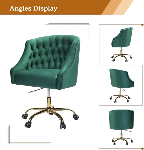 Miniatura 6 de Silla de escritorio copetuda de terciopelo Verde
