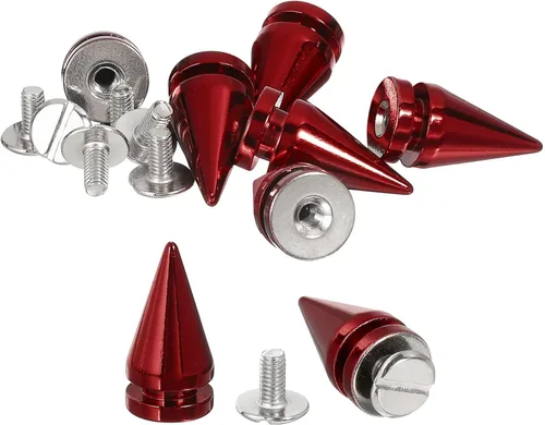Miniatura 10 de uxcell 8 remaches de punta de cono de 0.39 x 0.78 pulgadas para manualidades de cuero, ropa, zapatos, cinturones, bolsas (negro brillante)