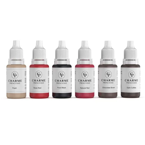 Charme Princesse Microblading Pigmento Pigmento Permanente Maquillaje 6pcs para Cejas Labios Tatuaje Tinta Suministros 0.5 fl oz Botellas PI503-15-6