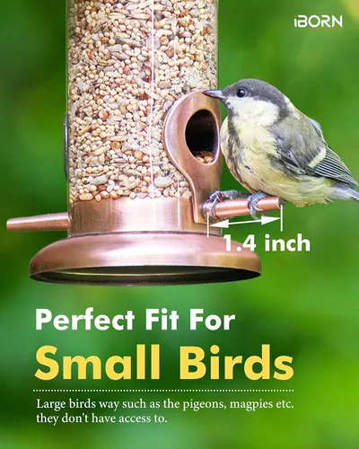 Miniatura 4 de iBorn - Comedero de metal para pájaros colgante, comederos para aves silvestres para mezclas de semillas, resistente, acabado metálico completo, 2