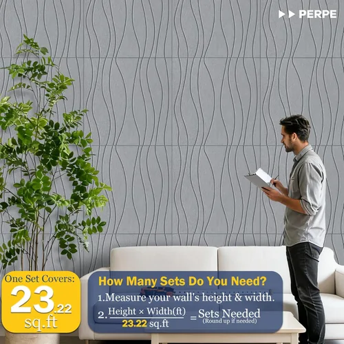 Miniatura 4 de 6 paneles acústicos, paneles de pared autoadhesivos insonorizados de 23.6 x 23.6 pulgadas, paneles de pared acústicos con ondas de agua, paneles
