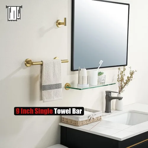 Miniatura 5 de JQK Barra de Toallas de Baño, Oro Cepillado de 12 Pulgadas de Acero Inoxidable 304 Grueso de 0.8mm, Soporte de Toallas Montado en la Pared, Longitud