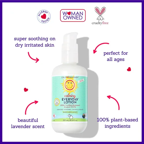 Miniatura 4 de California Baby Loción calmante Hidratante 100% a base de plantas Loción de lavanda para bebé Hidratante facial para piel seca