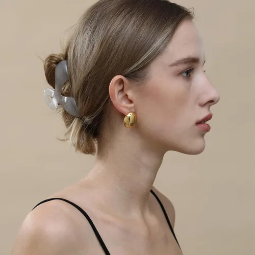 Miniatura 3 de Apsvo Aretes de aro gruesos de oroplata para mujer, aretes hipoalergénicos chapados en oro, joyería de moda