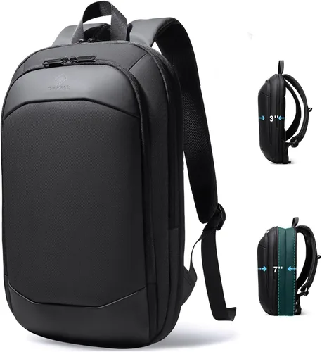 hk Mochila de negocios para hombres de 15.6 pulgadas, delgada y expandible, impermeable, mochila de viaje para laptop, bolsa de trabajo ligera