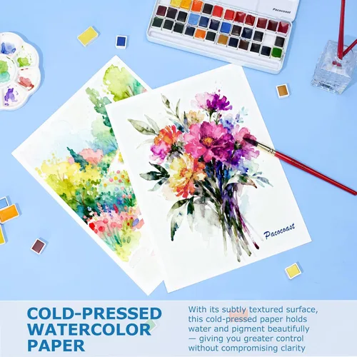 Miniatura 3 de Pacocoast Papel para Acuarela, 9"X12" Cuaderno de Bocetos de Prensa Fría para Artistas, (300gsm/140lb) Fichas de Color para Acrílico, Gouache
