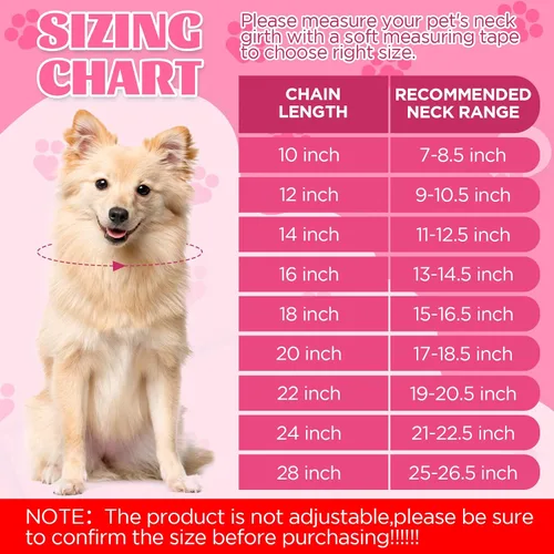 Miniatura 3 de Collar de cadena para perro con purpurina de 14 pulgadas, collares de perro de diamantes color rosa y plateado con diamantes, cadenas para perros