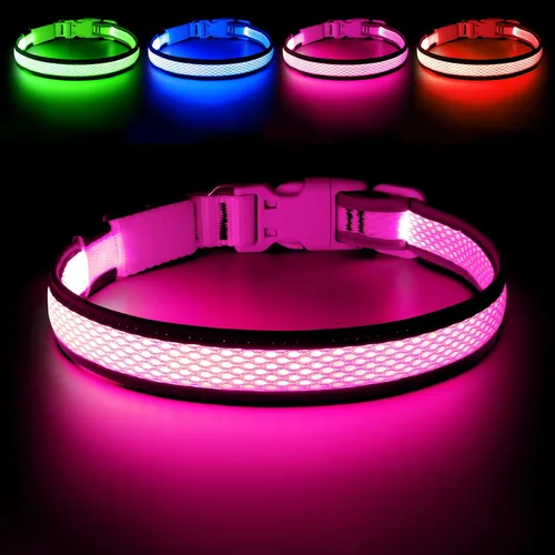 Miniatura 9 de Collar de perro LED, collar de perro con luz USB recargable, luces de perro más brillantes para caminar por la noche, collar de perro ajustable