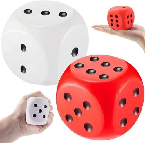Miniatura 16 de Zomiboo 2 dados grandes de espuma de 2.3 pulgadas para el aula, gigantes de 6 caras, decoración de fiesta de casino, juguete para aliviar la azul
