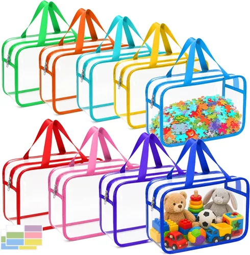 Miniatura 13 de 9 bolsas de almacenamiento de juguetes, bolsa organizadora de juguetes de PVC transparente que incluye 6 bolsas grandes de mano y 3 bolsas medianas