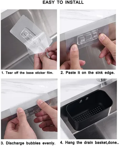 Miniatura 5 de Colador multifunción para fregadero de cocina, colador de alimentos, cesta para filtro, residuos de cocina y lavado de verduras, frutas (negro)
