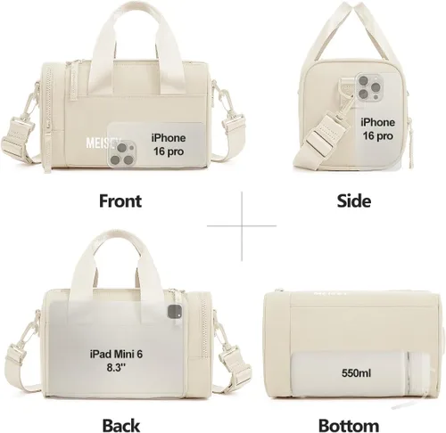 Miniatura 4 de Pequeña bolsa de gimnasio con compartimento húmedo y monedero, bolsa de lona para baile, yoga, entrenamiento, mini bolsa de gimnasio para mujer