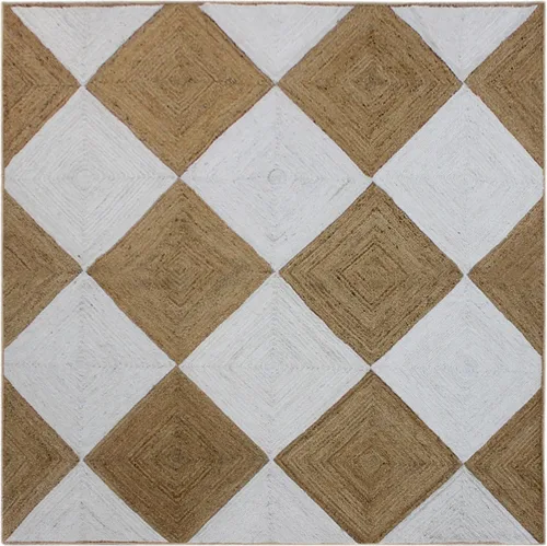 Miniatura 3 de Collection - Alfombra de pasillo de 2.6 x 4 pies, alfombra trenzada de yute blanca y beige, alfombra geométrica kilim para interiores y exteriores