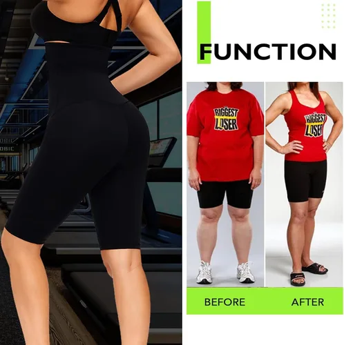 Miniatura 5 de huiming Pantalones cortos de sauna para mujer, cintura alta, entrenamiento de cintura estomacal, leggings adelgazantes, pantalones moldeadores
