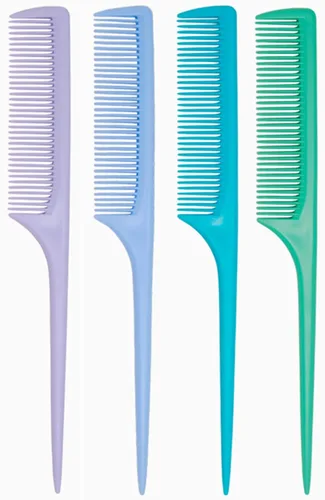 Miniatura 11 de Juego de 4 peines de cola de rata para mujer, peine de peinado de dientes finos con púa, peine antiestático resistente al calor, herramientas