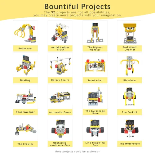 Miniatura 5 de ELECFREAKS Microbit 32 en 1 Kit de sensor Wonder Kit de aprendizaje programable Makecode con ladrillos de construcción, sensores/placa de expansión