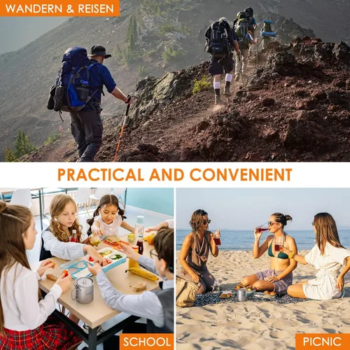 Miniatura 8 de Lixada Taza de agua de titanio con tapa y mango plegable, ultraligero de 25.4 fl oz, olla de titanio, portátil, al aire libre, camping, cocina