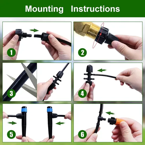 Miniatura 4 de Kit de sistema de riego por goteo de 260 pies, sistema automático de riego de jardín con tubo de 2/5 pulgadas y 1/4 pulgadas para invernadero