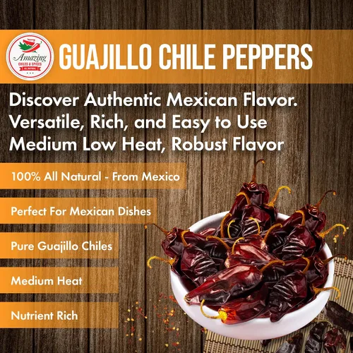 Miniatura 3 de Guajillo Chiles Secos Enteros 8 oz – Natural y Premium. Ideal para recetas mexicanas como mole, tamales, salsa, carnes. Calor suave a medio, sabor