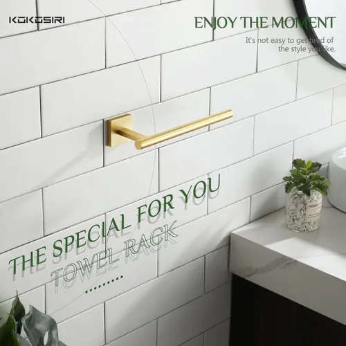 Miniatura 4 de KOKOSIRI Toallero de 12 pulgadas para baño, toallero de mano, toallero, anillo de toalla de oro cepillado B4005BG-L12+B3008BG