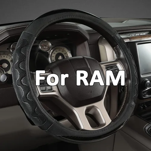 GIANT PANDA Cubierta de volante para Dodge Ram 1500 - Fundas para volante de automóvil para Dodge Ram 2500 3500 15.5-16 pulgadas - Negro B-Negro