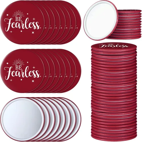 Hoolerry 48 piezas de regalos de agradecimiento a los empleados para mujeres, espejo pequeño y compacto inspirador rojo a granel de 2.8 pulgadas,