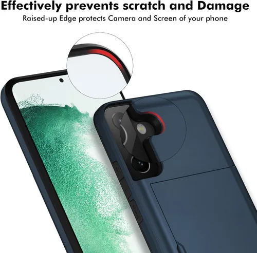 Miniatura 7 de Jiunai Funda para Samsung Galaxy S22 Plus Funda tipo cartera para tarjetas de crédito, soporte para efectivo, bolsillo deslizante de doble capa