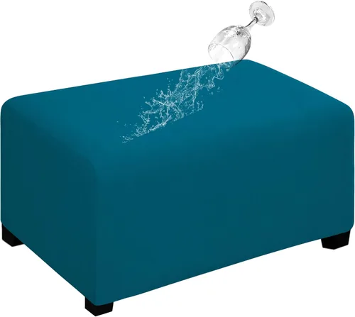 Miniatura 9 de Easy-Going Funda para Otomán Elástica 100% Doble Impermeable Rectangular Plegable Taburete de Almacenamiento Protector de Muebles Funda Suave