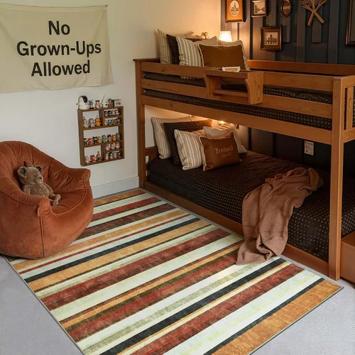 Miniatura 23 de jinchan Alfombra a rayas de 2 x 3 para entrada, alfombra de cocina, tapete pequeño, antideslizante, ligero, de bajo perfil, decoración para entrada