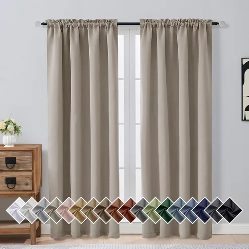 Miniatura 143 de OVZME Cortinas opacas turquesa para tratamiento de ventanas pequeñas, cortinas cortas con bloqueo de luz para ventana de cocina sobre el fregadero