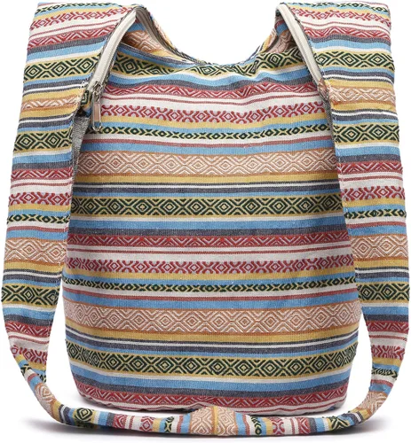 Miniatura 131 de Bolsa de hombro para mujer, de lona en estilo hippie/bohemio para llevar cruzada al hombro, disponible en diferentes colores y estampados