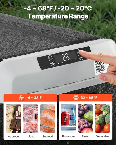 Miniatura 4 de VEVOR Refrigerador de coche de 12 voltios, refrigerador de coche de 31.7 cuartos de galón / 30 L, enfriador eléctrico portátil con temperatura