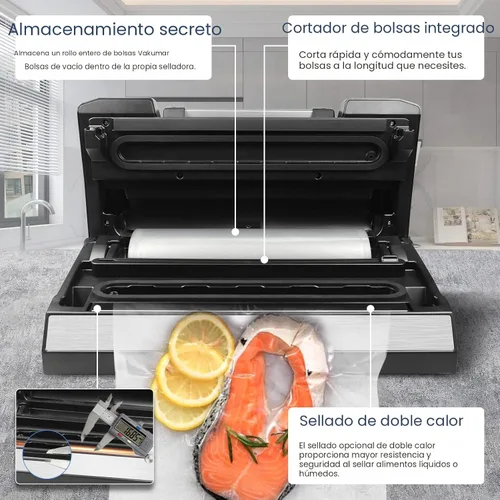 Miniatura 3 de Vakumar Máquina selladora al vacío, 90 Kpa Líquidos de Alimentos Líquidos Selladora al Vacío Máquina de Conservación Modos Seco/Humedad/Líquido, Luz