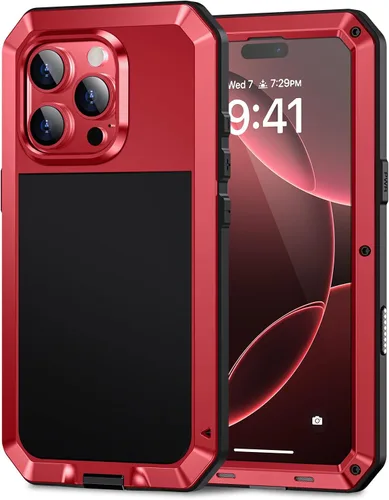 Miniatura 15 de Lanhiem Funda para iPhone 7 Plus/8 Plus, resistente a los golpes, [Tough Armour], funda de metal con protector de pantalla integrado, funda Negro