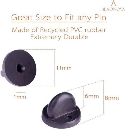 Miniatura 2 de BEADNOVA Pasador de goma trasero de mariposa para embrague, tapa de repuesto para insignias, pinback de solapa (50 piezas)