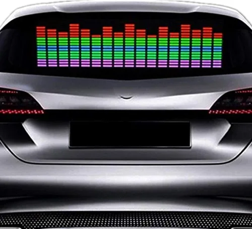 Decoración Universal Multicolor Sonido Música Ritmo Activado Sensor Intermitente Coche Resplandor LED Pegatinas 17.7x4.3 in