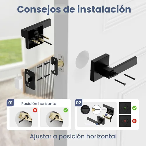 Miniatura 5 de Estmoon Paquete de 5 Manijas de Puerta Negras Mate Pomos de Puerta Interior, Mejoras para el Hogar Cerradura de Puerta de Privacidad sin Llave