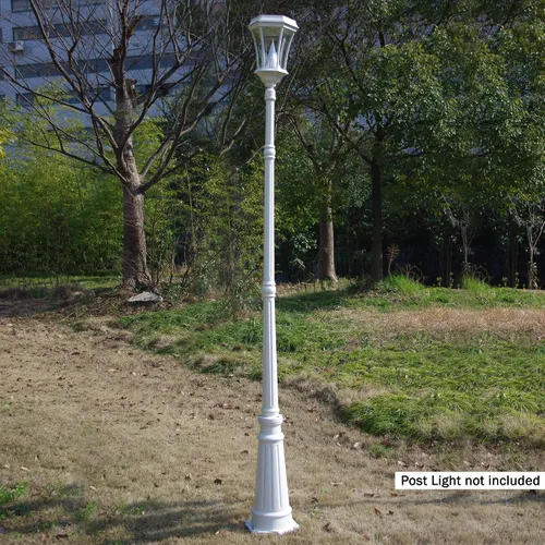 Miniatura 2 de Gama Sonic Poste decorativo para lámpara al aire libre para luces solares, aluminio fundido blanco, montaje de ajuste de 3 pulgadas, 6.5 pies