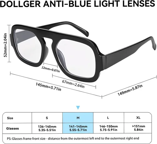 Miniatura 6 de Dollger Lentes de luz azul para mujer, cuadrados, de aviador, bloqueo de luz azul, lentes retro para computadora, TV, juegos, UV400