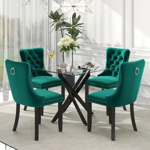 Miniatura 51 de Juego de comedor de 3 piezas con superficie de vidrio transparente, juego de comedor cuadrado minimalista moderno de 36'', juego de mesa de cocina
