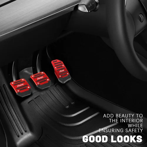 Miniatura 7 de Zufoty 3 almohadillas antideslizantes de aleación de aluminio para coche, pedal de freno de automóvil, cubierta de almohadilla de pedal