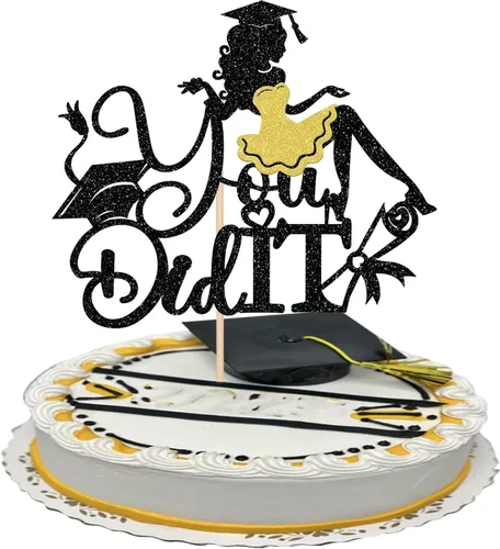 Miniatura 45 de 1 paquete de decoración para tarta de graduación para niña, con purpurina, para diploma, decoración para adultos mayores 2026, para niñas, escuela
