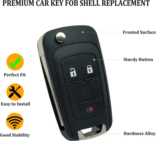 Miniatura 2 de Carcasa de repuesto para llavero compatible con Chevrolet Chevy Equinox Sonic GMC Terrain, control remoto de entrada sin llave para llave de coche