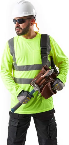 Miniatura 2 de Kolossus Camisas de trabajo para hombre - Manga larga de alta visibilidad - Ropa de construcción - Reflectante - Bolsillos delanteros - ANSI Clase 2