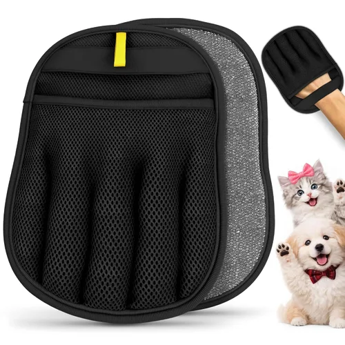 Cat Hair Remover Glove – Electrostatic Five-Finger Fur Remover for Cats & Dogs, Reusable Polyester Glove 9.25"x6.69" for Couch, Carpet, Car Seat,