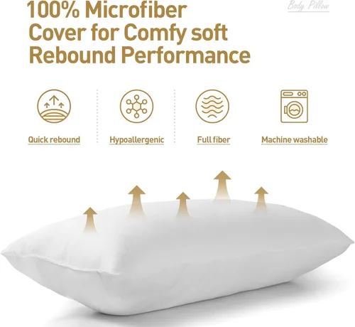 Miniatura 3 de Acanva - Almohada de cuerpo esponjosa para adultos y embarazo, suave y larga, inserto de almohada completa para dormir de lado