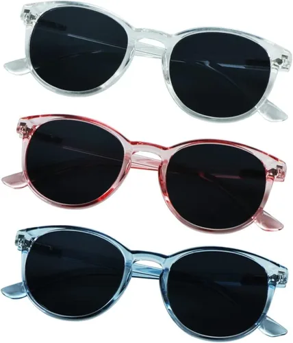 Miniatura 7 de YEIN 3 Pack Sunglasses for Men and Women, UV Protection Outdoor Glasses Vintage Square Full Frame Muse_clear azul+gris claro+champán