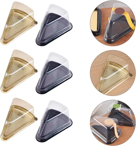 Miniatura 8 de Abaodam Cajas triangulares para rebanadas de pastel de 5.5 pulgadas, transparentes, reutilizables, con tapas, para pasteles de queso, mousse