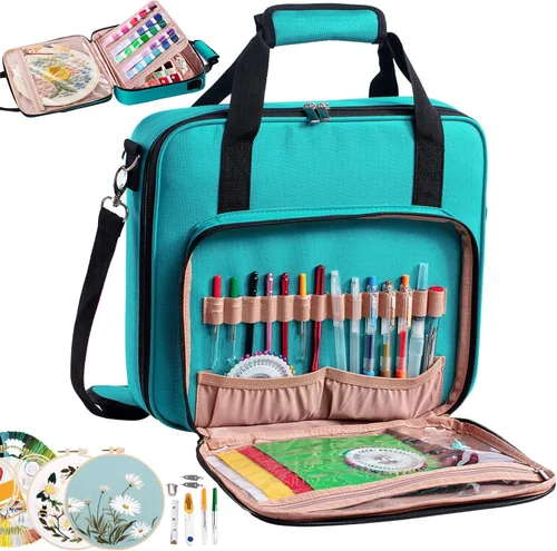 Miniatura 7 de MYBAGZING Bolsa Grande para Proyectos de Bordado - Organizador de Suministros para Punto de Cruz - Bolsa para Kits de Bordado - Almacenamiento